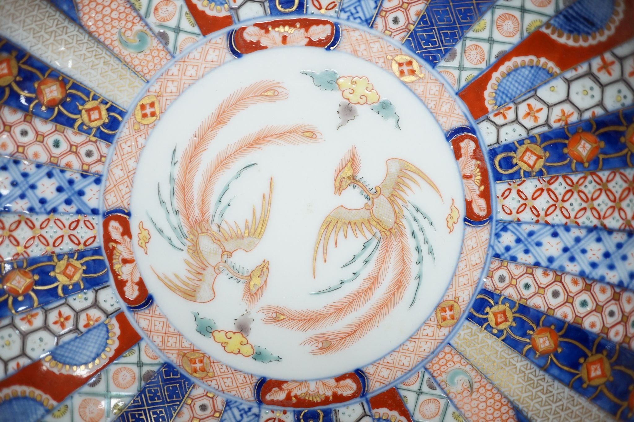 A Japanese Imari petal lobed bowl, by Fukugawa, 25 cms diameter.